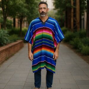 Zarape Poncho, Striped Poncho, Saltillo Poncho, Unisex Poncho, Mexican Poncho
